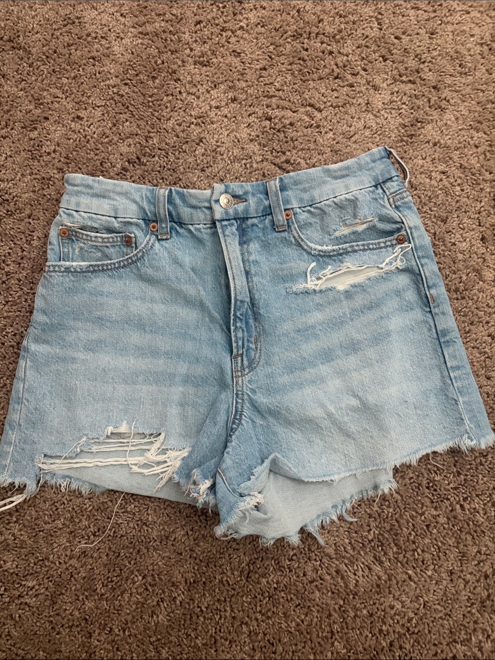 American Eagle Outfitters Light Blue Distressed Denim Cutoff Shorts
